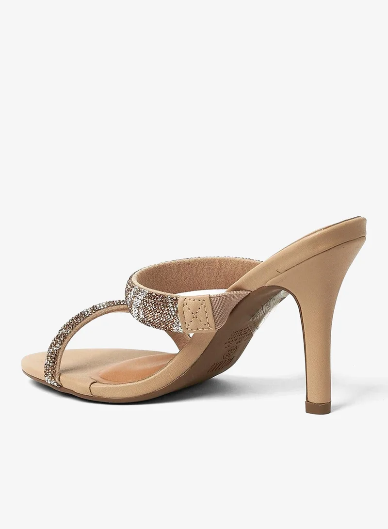 VIZZANO Beige Block Heel Sandals for Women – Stylish Ladies Heels Sandals for Everyday Wear for Women | Best Price UAE