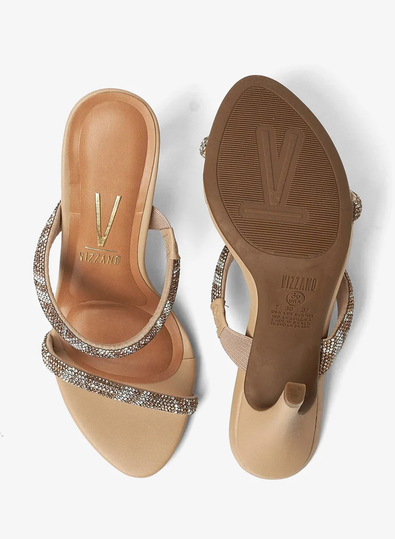 VIZZANO Beige Block Heel Sandals for Women – Stylish Ladies Heels Sandals for Everyday Wear for Women | Best Price UAE