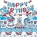 LSJDEER Airplane Birthday Party Decorations Airplane Party Supplies Plates Cups Napkins Tablecloth Happy Birthday Banner Balloon Cake Toppers for Plane Theme Party Baby Shower Supplies - Image 2
