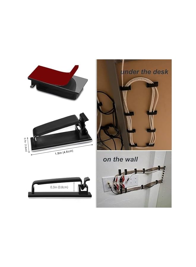 PROMASS 50Pcs Self Adhesive Cable Management Clips, Cable Organizers Wire Clips Cord Holder for TV PC Ethernet Cable Under Desk Home Office - Image 5