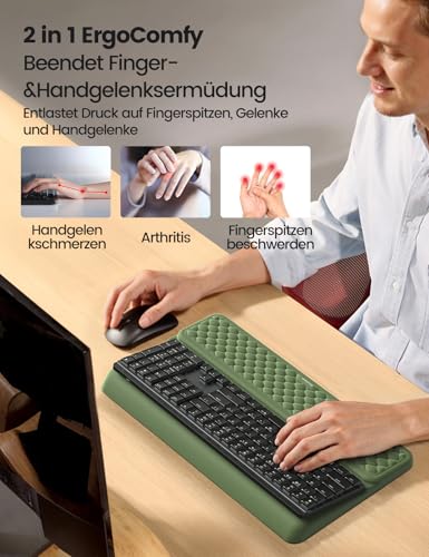 Vaydeer Wrist Rest with Keyboard Stand Computer Wrist Support Pad Ergonomic Keyboard Riser Holder Lifter Tray with Wrist Pad Soft Memory Foam Desk Cushion Palm Hand Typing for Office Home School - Image 3