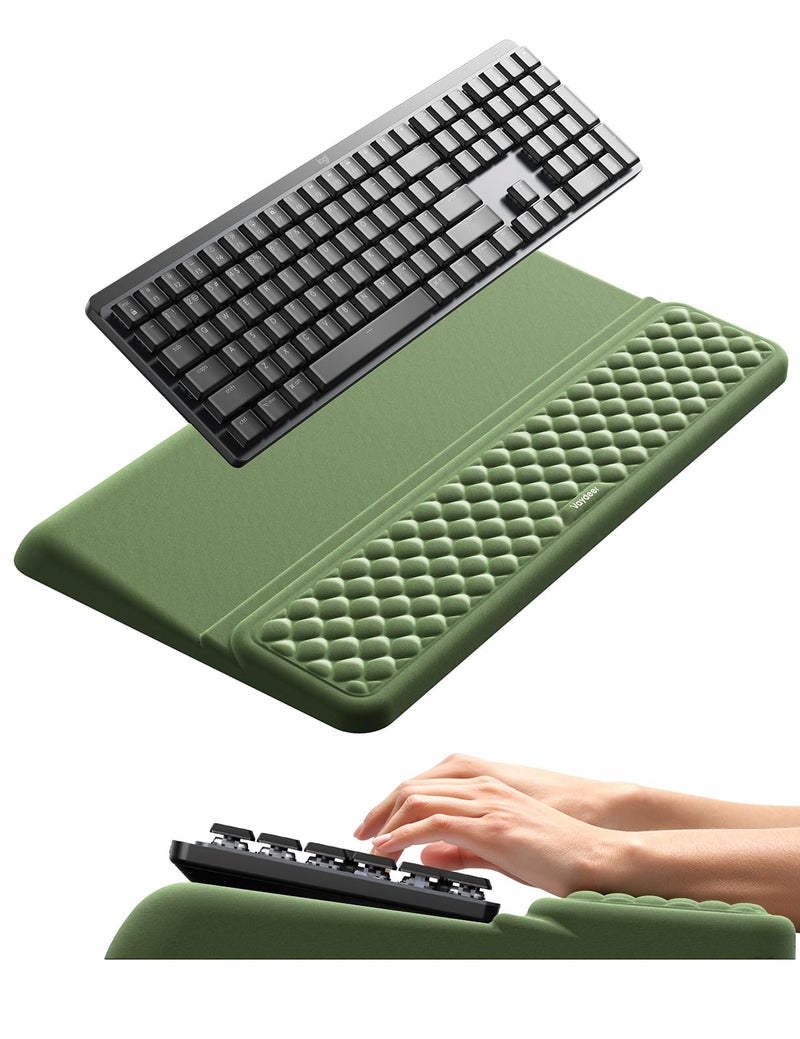 Vaydeer Wrist Rest with Keyboard Stand Computer Wrist Support Pad Ergonomic Keyboard Riser Holder Lifter Tray with Wrist Pad Soft Memory Foam Desk Cushion Palm Hand Typing for Office Home School - Image 2
