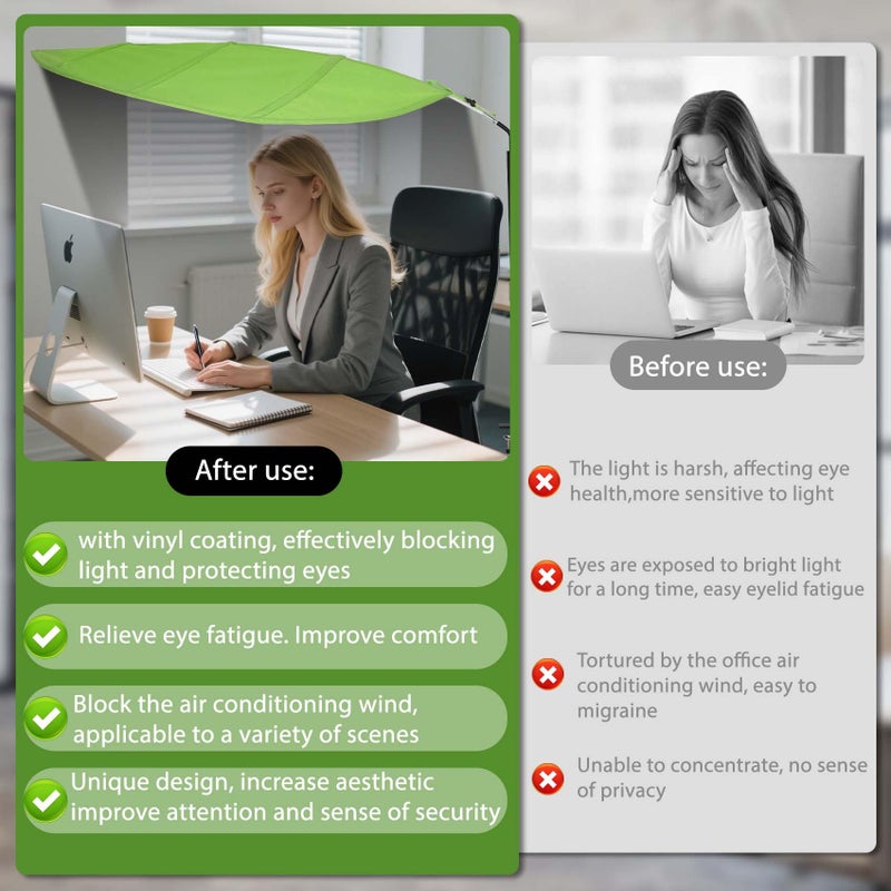 P Polerden Green Leaf Office Cubicle Light Shield and Desk Shade (Cubicle Shade) â€“ Adjustable, UV-Resistant â€“ Blocks Overhead Light, Glare and AC Airflow, Ideal for Light Sensitive Workers - Image 3