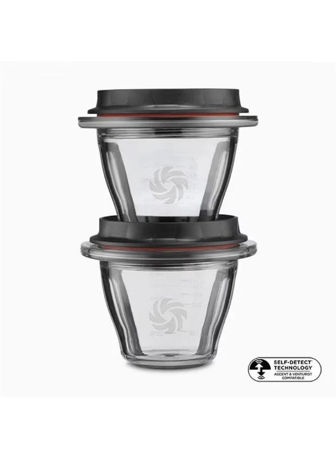 فيتامكس أوعية خلط فيتاميكس ذاتية الكشف (مجموعة من قطعتين) - عبوات سعة 8 أونصات مع أغطية لخلاطات سلسلة أسنت وفينتشريست - Image 1