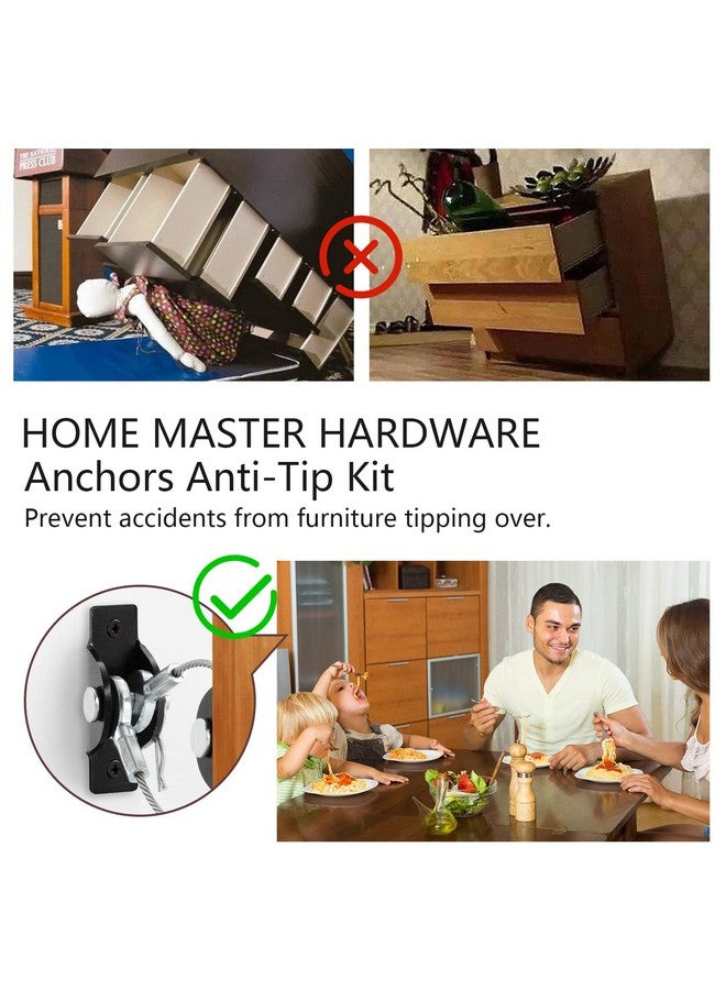 Home Master Hardware Furniture Anchors Anti-Tip Kit (4 Pack)- Furniture Straps for Baby Proofing, Secure 400 lbs Cabinet Prevent Falling Prevention Strap, Wall Anchor Prevent Child Pet Safety, HOME MASTER HARDWARE - Image 2