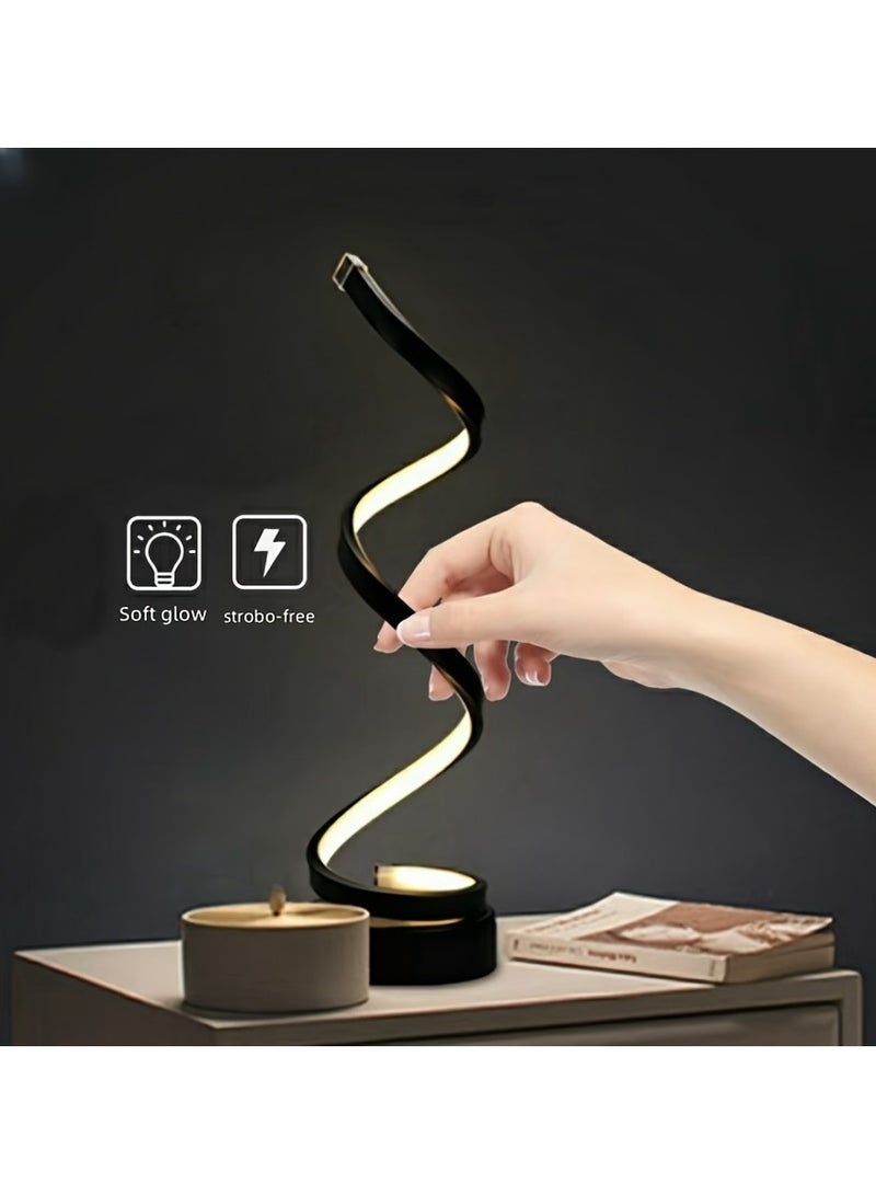 ارواق مصباح طاولة لولبي هندسي عصري يعمل عبر USB مع إضاءة قابلة للتعديل وسلك لغرفة النوم والمعيشة والحفلات والهدايا - Image 2