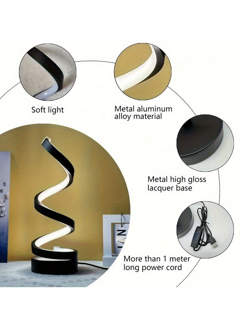 ارواق مصباح طاولة لولبي هندسي عصري يعمل عبر USB مع إضاءة قابلة للتعديل وسلك لغرفة النوم والمعيشة والحفلات والهدايا - Image 3