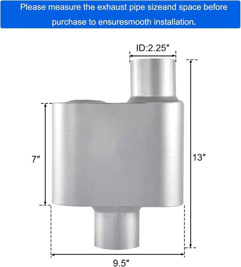 Floshine Universal Mufflers,Performance Automotive Exhaust Muffler，Single Chamber 2.25 inch inlet/2.25 inch outlet FH72441 - Image 2