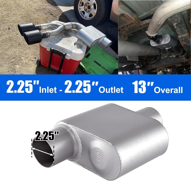 Floshine Universal Mufflers,Performance Automotive Exhaust Muffler，Single Chamber 2.25 inch inlet/2.25 inch outlet FH72441 - Image 5