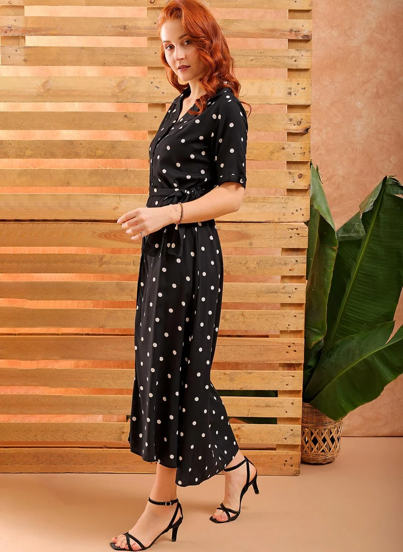 Freehand  Women A-Line Casual Polka Dot Long Dress for Women | Best Price UAE