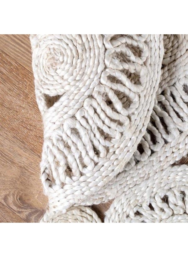 HANDPICKED FURNITURE Jute Wool And Cotton White Round Carpet Ultra Soft Area Carpets For Bed Room Living Room And Dining Room Anti-Slip Floor Carpets Easy To Clean Made In Turkey 90X90Cm - Image 4