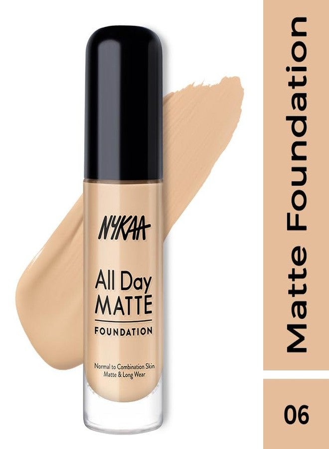 Nykaa All Day Matte Long Wear Liquid Foundation For Normal To Combination Skin - Beige 06 - Image 2