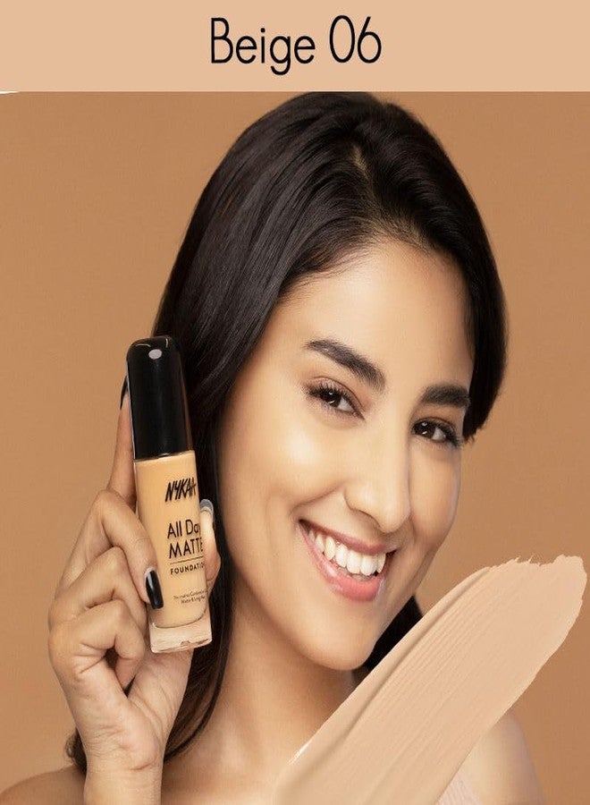 Nykaa All Day Matte Long Wear Liquid Foundation For Normal To Combination Skin - Beige 06 - Image 4