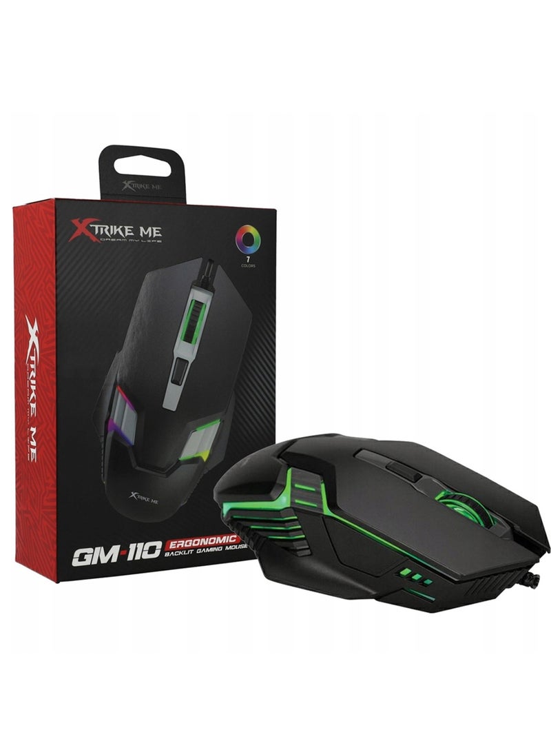 XTRIKE ME ماوس سلكي GM-110 مع إضاءة خلفية متعددة الألوان RGB - Image 1