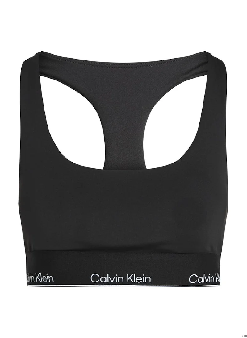 CALVIN KLEIN Women's Medium Impact Sports Bra - Polyester, Black