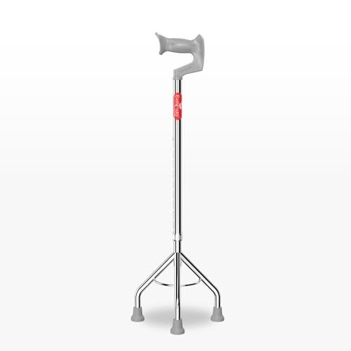 EASYCARE® Premium Walking Stick | Lightweight Aluminium with 10 Height Levels Adjustable | Ergonomic Handle, Anti-Slip Base | Support for Old Age Seniors, Men, Women & Patients (High Rise 3 Legs) - Image 1