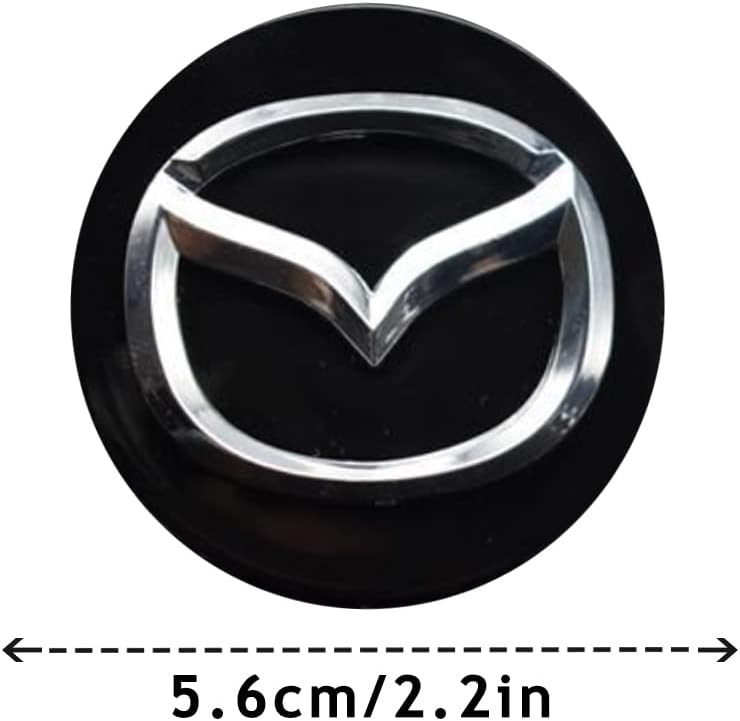 Thcbme 4 قطع ملصقات أغطية مركز العجلات لسيارات مازدا CX-5 CX-7 CX-8 M6 MX5 RX7 RX8 A8 CX9 X MX، ملصقات أغطية مركز العجلات من الألومنيوم الأسود، 56 ملم/2.2 بوصة أسود - Image 5