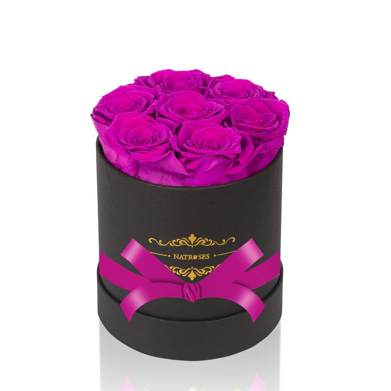 NATROSES 7 Piece Preserved Roses in a Box Preserved Flowers for Birthday Flower Gifts for Mothers Day Purple