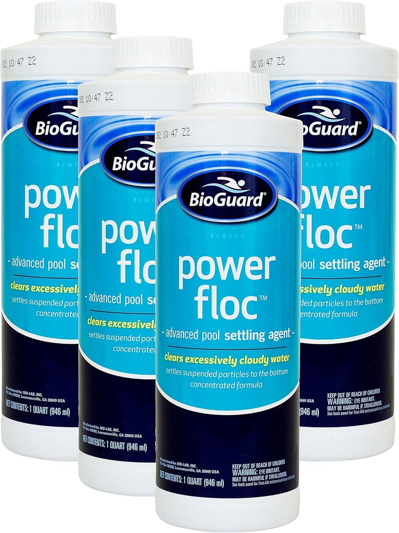 bioguard BioGuard PowerFloc  32 oz Pack of 4 Clears Cloudy Water Fast Effective Pool Water Enhancer Makes Water Clear and Sparkling 