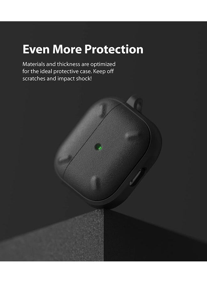NIBEMINENT - Protective Shockproof Onyx Case with Keychain Carabiner for Apple AirPods 3rd Gen Black - Image 1