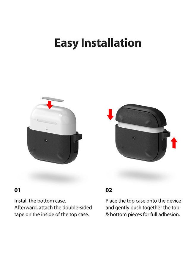 NIBEMINENT - Protective Shockproof Onyx Case with Keychain Carabiner for Apple AirPods 3rd Gen Black - Image 1
