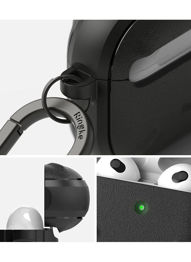 NIBEMINENT - Protective Shockproof Onyx Case with Keychain Carabiner for Apple AirPods 3rd Gen Black - Image 1