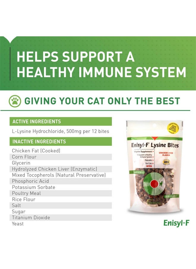 Vetoquinol - Vetoquinol Enisyl-F Lysine Bites: L-Lysine Chews for Cats & Kittens - Chicken Liver-Flavor, 6.4oz (180g) Reclosable Bag - Image 1