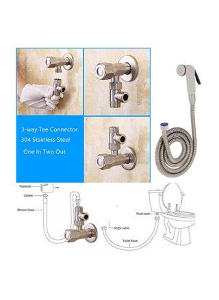 Bidet sprayer with two-piece angle valve and 1.5m long thermal hose