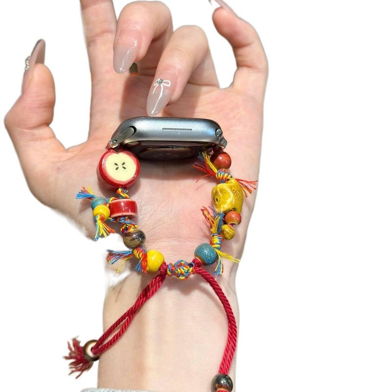 سوار ساعة ذكية متوافق مع Apple Watch / SE بملاءمة قابلة للتعديل وحزام بديل للاستخدام اليومي باللون أسود قابل للتعديل 18cm - Lilac Ribbon - Image 1