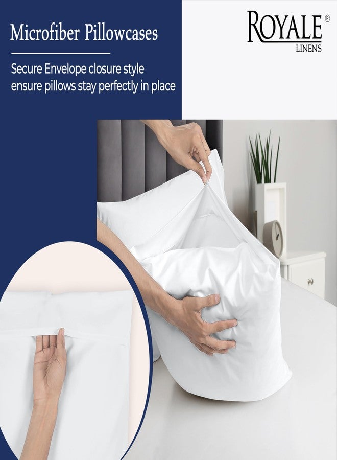 ROYALE LINENS طقم أغطية وسائد بيضاء من رويال لينينز، 12 قطعة - مقاس كوين 20 × 30 بوصة - مصنوع من ألياف دقيقة مصقولة 1800 - مقاوم للتجاعيد والبهتان - عبوة كبيرة من أغطية الوسائد - جودة فندقية، عبوة من 12 قطعة (مقاس كوين، أبيض) - Image 4