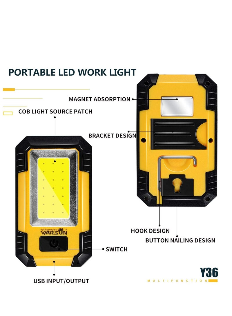 Warsun Led Work Lights Rechargeable Magnetic Mechanic Light Portable Worklight for Camping Car Repairing 30w 1200 High Lumens Bright Yellow - Image 4