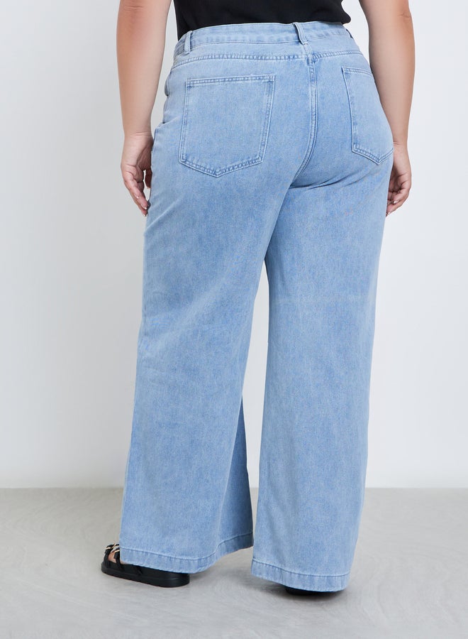 Styli Plus Mid Rise Wide Leg Jeans - Image 4