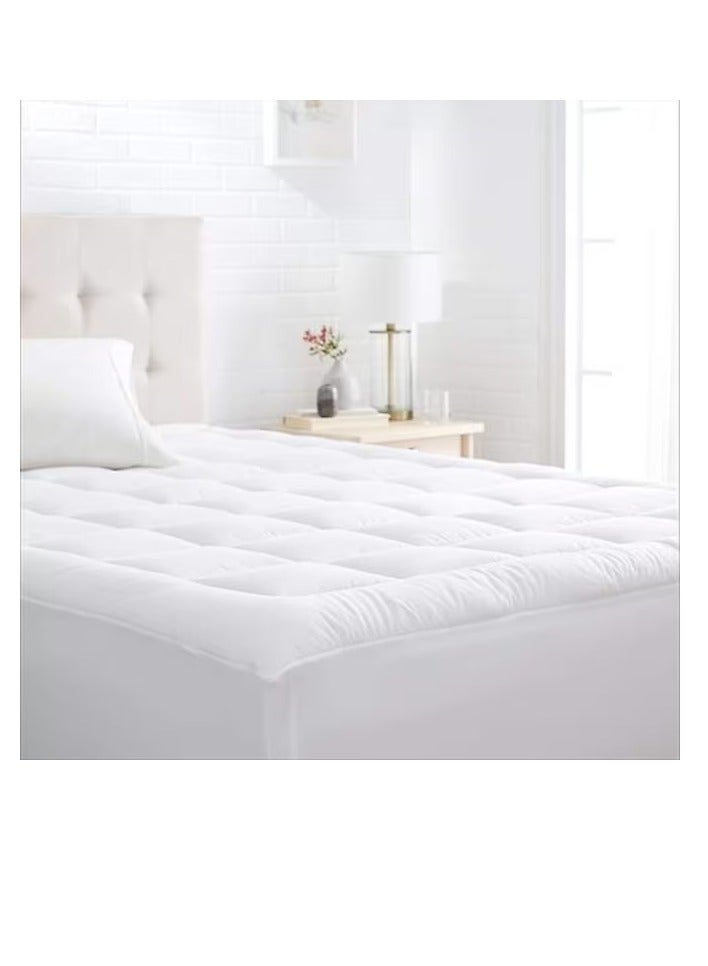 DEEP SLEEP Every Night Deep Sleep Down-Alternative Mattress Topper Pad - Fiber White Soft Fluffy (Double Size -W120 X L200 Cm) - Image 1