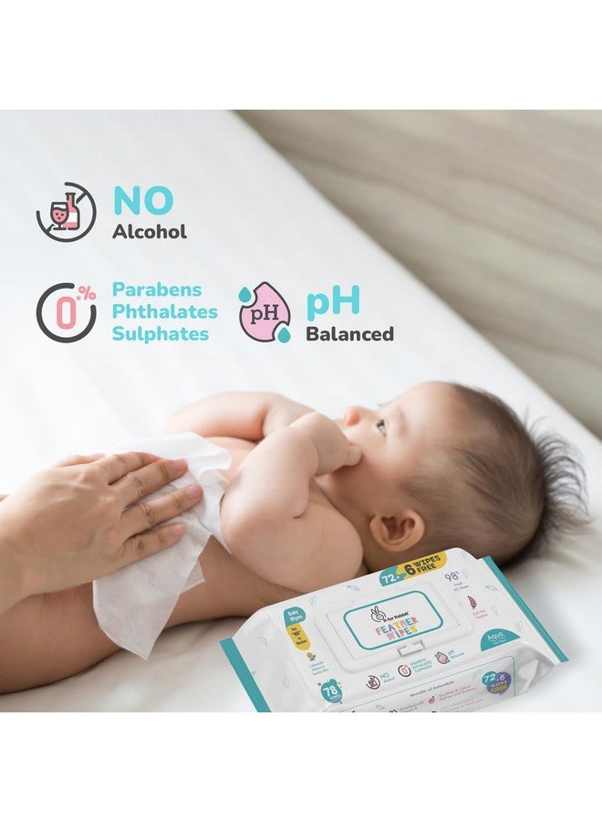 أر فور رابيت مجموعة مناديل الأطفال فيذر أكوا كومبو من 312 وحدة | مناديل مبللة نقية للأطفال مع غطاء (مجموعة من 4 عبوات) - Image 3