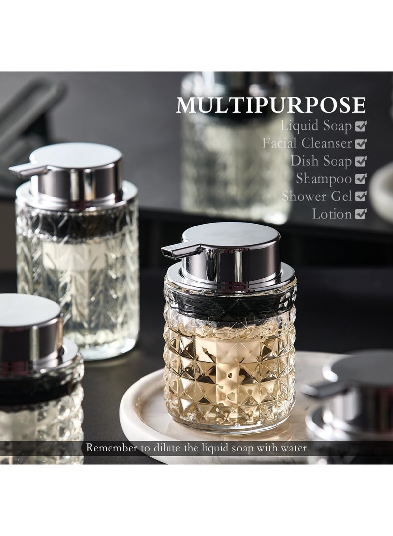 سيوسي Glass Soap Dispenser with Rust Proof Pump, Clear Bathroom Soap and Lotion Dispenser, Refillable Hand Dish Soap Liquid Bottle, Modern Soap Pump Bottles for Bathroom Hotel Kitchen Office (1Pcs) - Image 4