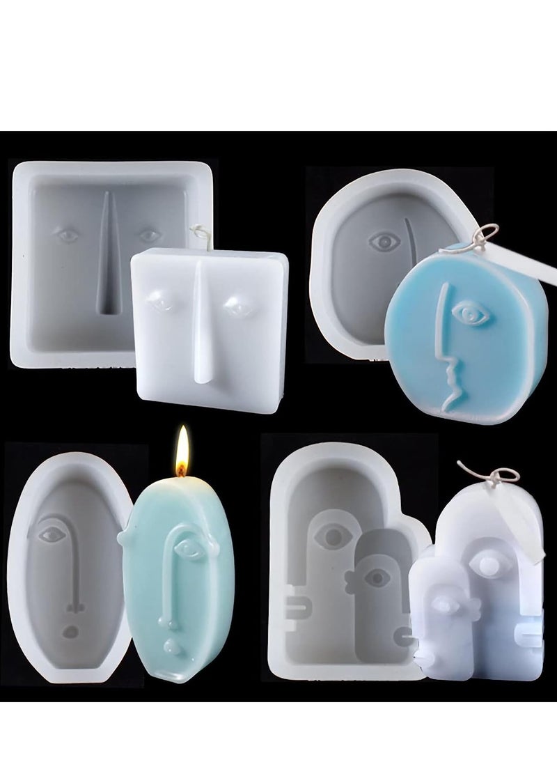 4Pcs 3D Candle Mold, Silicone Abstract Molds for Making, Art Portrait Mold Handmade Soap Casting Home Decor - Image 1