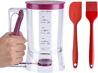 PCTC PCTC Pancake Cupcake Batter Dispenser Tool | 900mL Manual Batter Mixer Bottle with Measuring Label Squeeze Handle  - Image 1