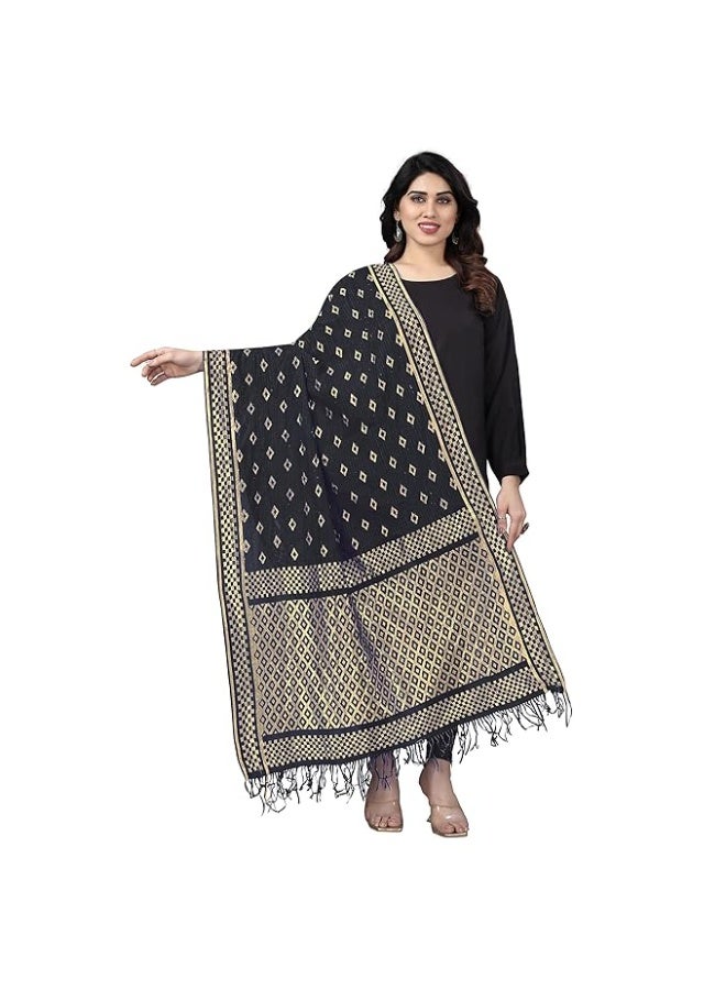 Sidhidata Women's Rasal Net Dupatta With Gold Zari Work (2.25 Mtr) - Image 1