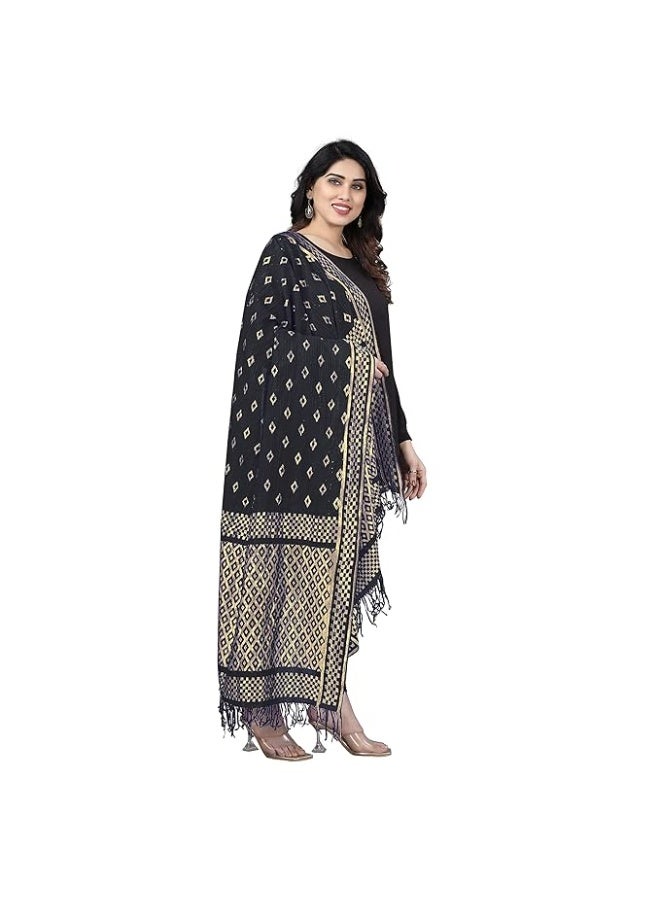 Sidhidata Women's Rasal Net Dupatta With Gold Zari Work (2.25 Mtr) - Image 3
