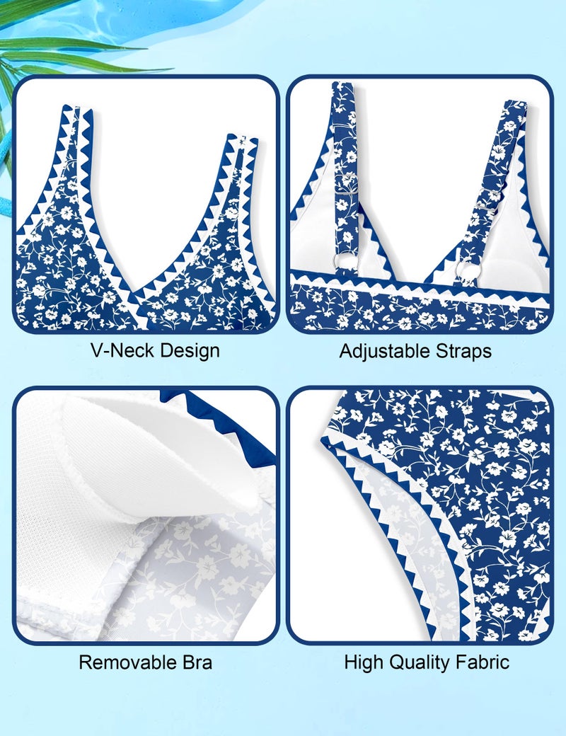 KANGKANG Girls Swimsuit Bikini Set, Girls Bathing Suits Size 14-16 Solid Color V-Neck Two Piece Teen Swimsuits with Chest Pad Adjustable Straps Swimwear Set - Image 5