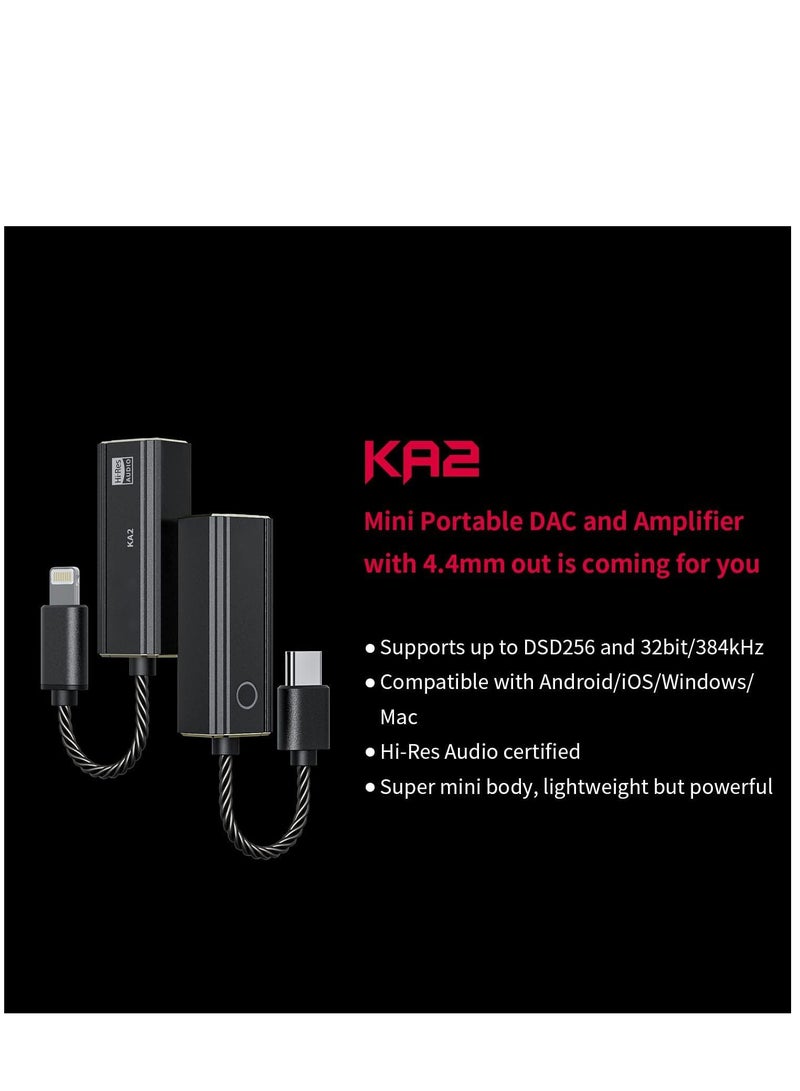 SYOSI Audio KA2 4.4mm Balanced Headphone Amps USB DAC DSD256 32bit/384kHz PCM for Android/iOS/Windows/Mac (USB Type C) - Image 2