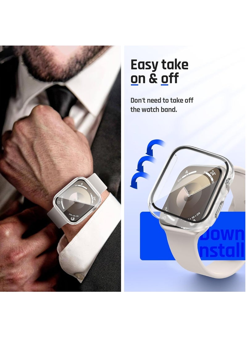 ميجوفاست حافظة مقاومة للماء لحماية شاشة ساعة Apple Watch مقاس 45 مم سلسلة 9 8 7، غطاء حماية كامل من مادة البولي كربونات الصلبة، ملحقات مصممة لساعة iWatch مقاس 45 مم شفافة  - Image 3