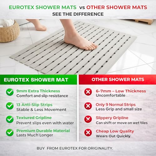 Eurotex Shower Mats for Bathroom Anti Slip/Shower Mat/Shower Mat Anti Slip Bathroom Floor Mat with Water Drain Holes/Thickness 9mm/Size (Grey, 61cm x 45cm) - Image 5