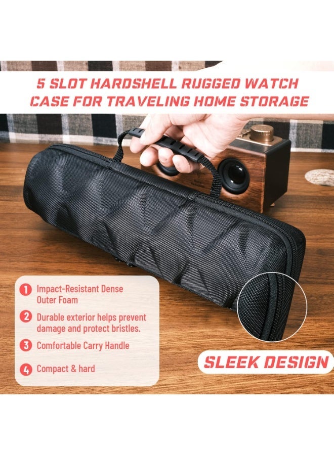 Hard Watch Travel Case, 5 slot Watch Roll Case Storage and Organizer for Men and Women, with anti-move watch pillow - Image 5