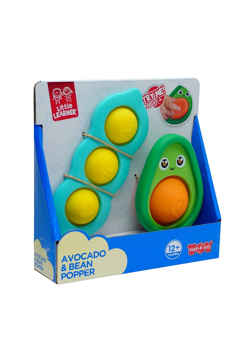 Little Learners Avocado & Bean Popper - Sensory Baby Toy - Image 1