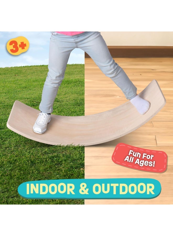 XiuWoo Balance Board Kids, Wooden Wobble Balance Board for Toddler with Smooth Edges, Yoga Wooden Rocker Board Indoor, Learning Toys Both for Kids and Adult Yoga - Image 2