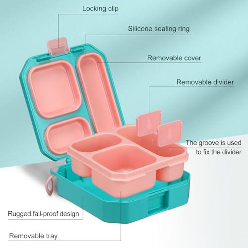 wiwens Bento Lunch Box for Kids with 12oz Soup Thermo LeakProof Lunch Food Container with 5 Compartment Thermo Hot Food Jar and Insulated Lunch Bag for Kid Toddler Girls Boys to School - Image 3