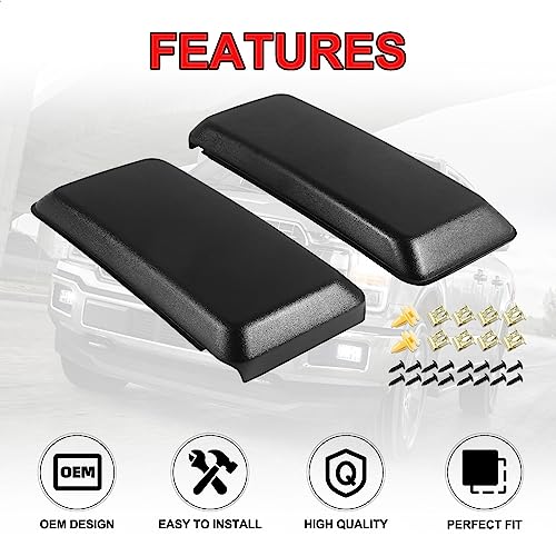 AUTOBABA 2Pcs F150 Front Bumper Guards Pads Cover Insert Cap Compatible with Ford F-150 2018 2019 2020 Replace# JL3Z17E810AB for Front Left Driver & Right Passenger Side (Matte Black) - Image 3