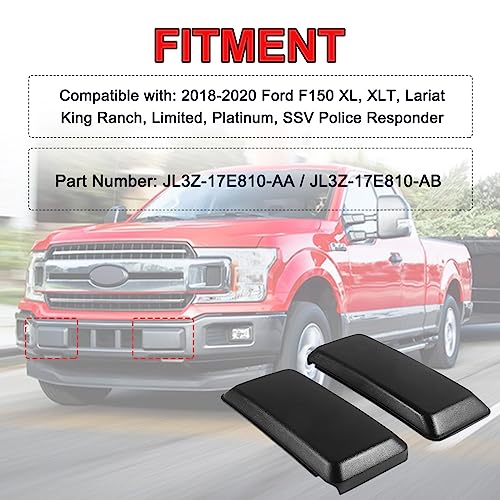 AUTOBABA 2Pcs F150 Front Bumper Guards Pads Cover Insert Cap Compatible with Ford F-150 2018 2019 2020 Replace# JL3Z17E810AB for Front Left Driver & Right Passenger Side (Matte Black) - Image 2
