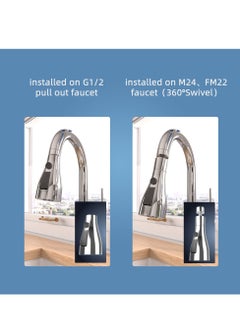 Excefore Faucet Spray Head, 360°Swivel Spout FM22 M24 Tap Spray Head Attachment, G1/2 Kitchen Taps 3 Modes Spray Tap Adapter Kitchen Sink Taps  - Image 5